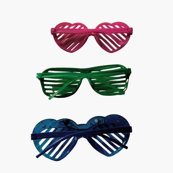 Heart Aviator Slotted Shutter Glasses Costume Festival Novelty Halloween Lot 3 - Picture 2 of 3
